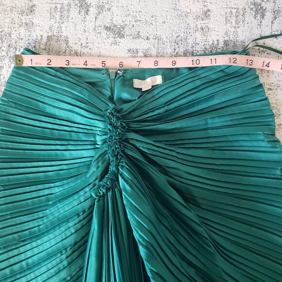LUXXEL Deep Teal Emerald Green Ruffled Costume Piece w Halter Crop Top + Skirt - Picture 14 of 16
